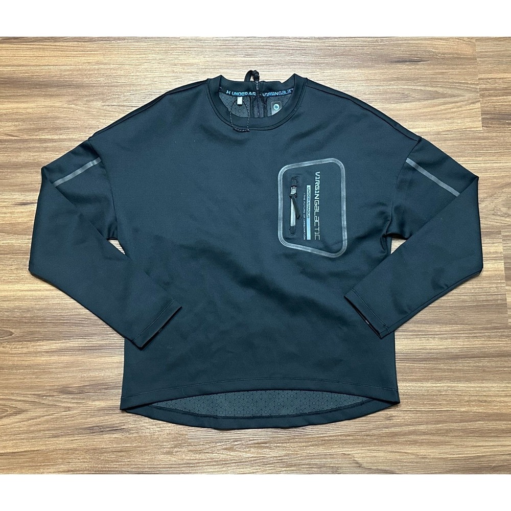 Under Armour Virgin Galactic Recover Ponte Pocket Crew LS Black Women's Sz XS